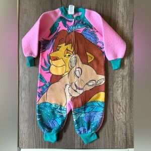 Vintage 90s Disney Lion King Sleeper Pajamas One Piece Simba Nala 2T Rare HTF